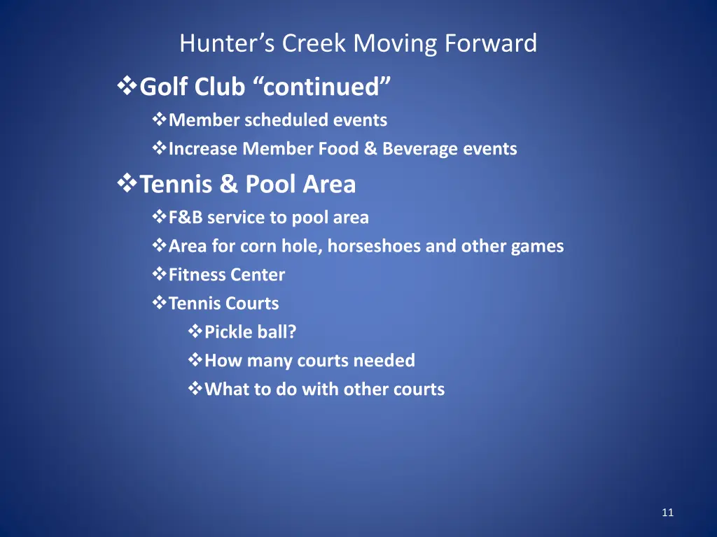 hunter s creek moving forward golf club continued