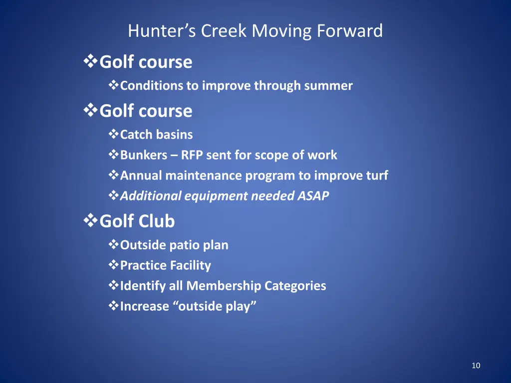 hunter s creek moving forward golf course