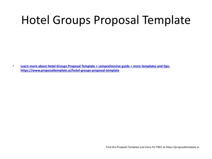 hotel groups proposal template