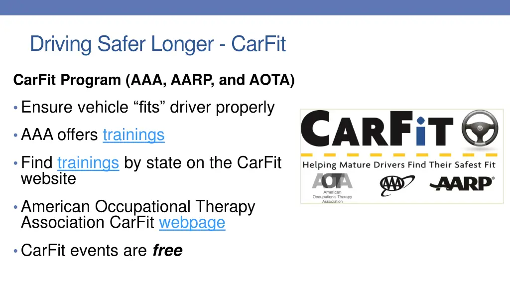 driving safer longer carfit