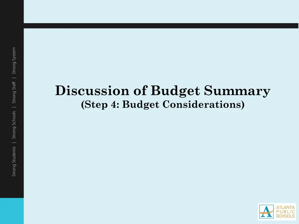 discussion of budget summary step 4 budget