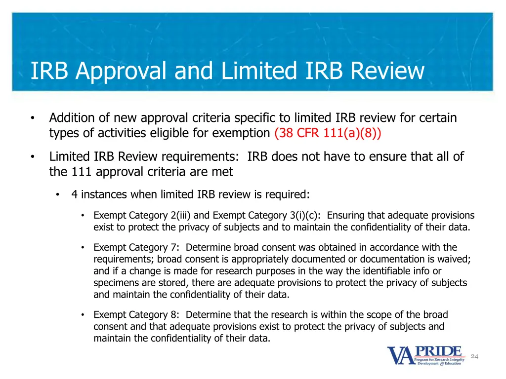 irb approval and limited irb review