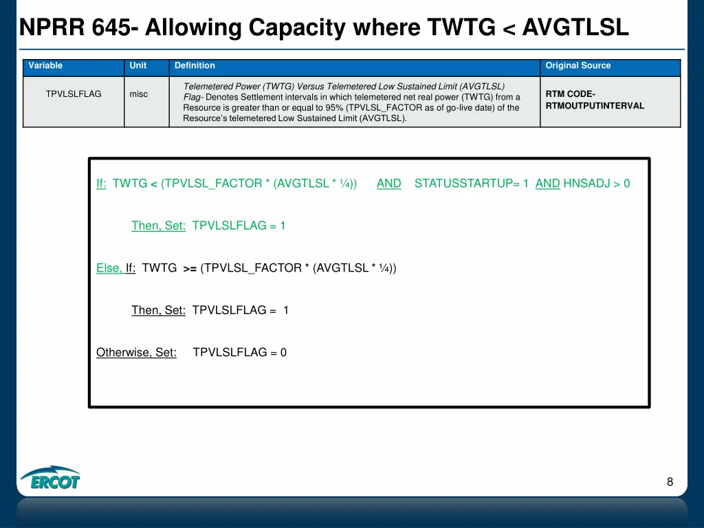 nprr 645 allowing capacity where twtg avgtlsl