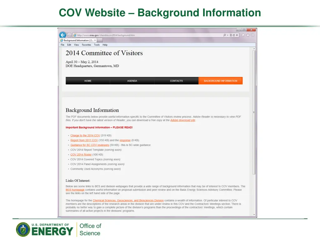 cov website background information