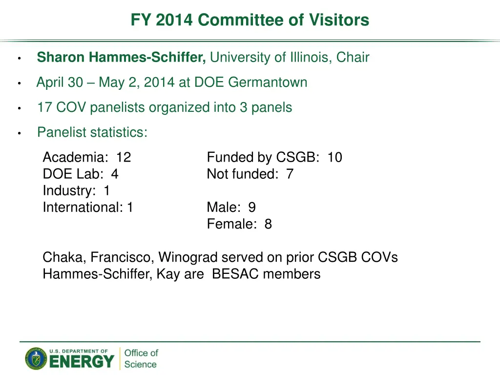 fy 2014 committee of visitors