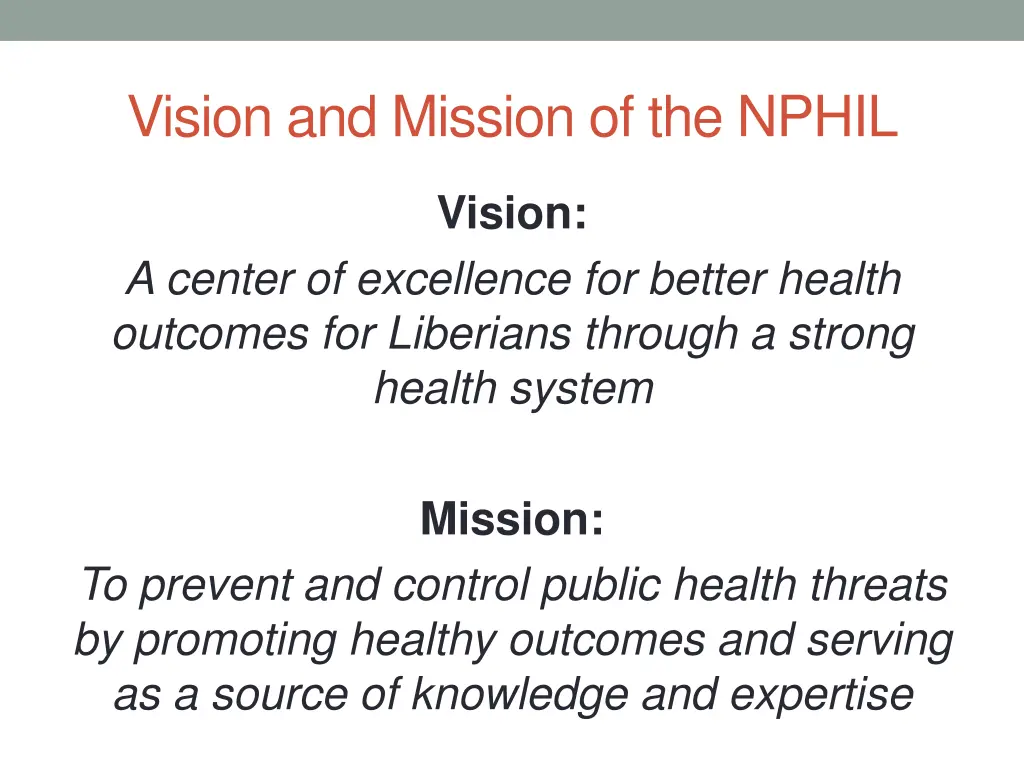 vision and mission of the nphil