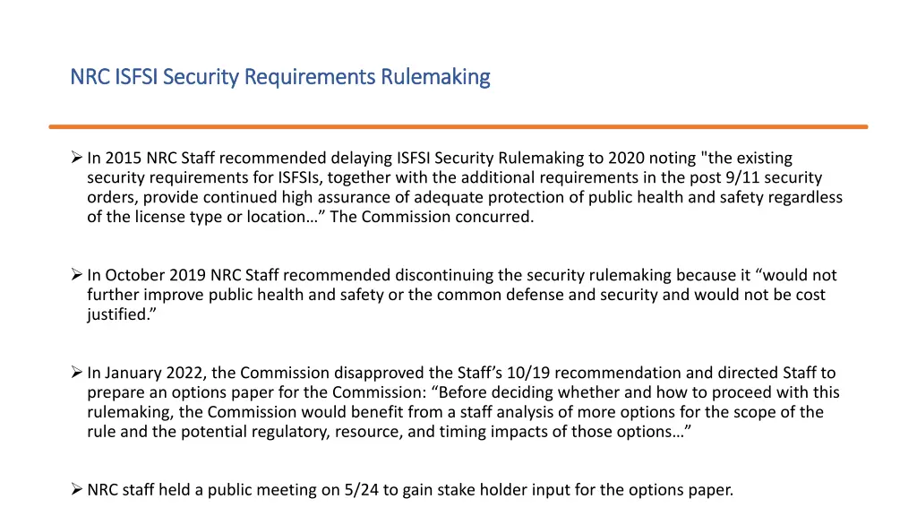 nrc isfsi security requirements rulemaking