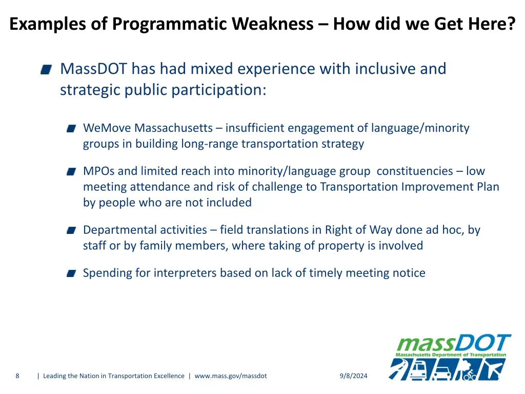 examples of programmatic weakness