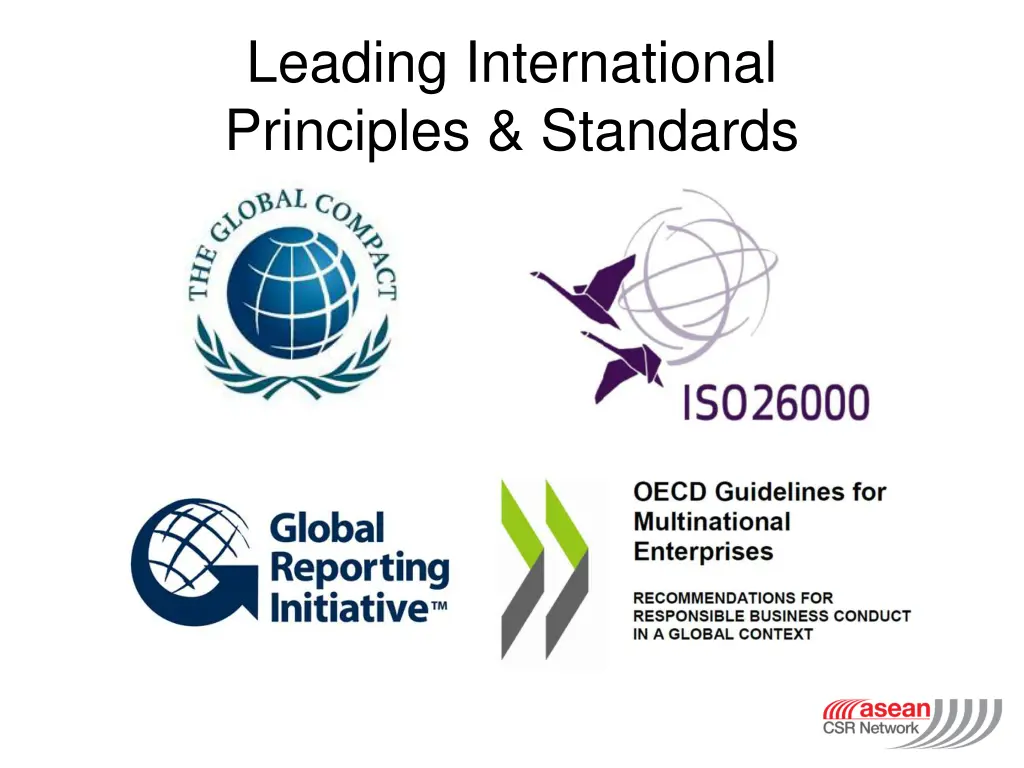 leading international principles standards