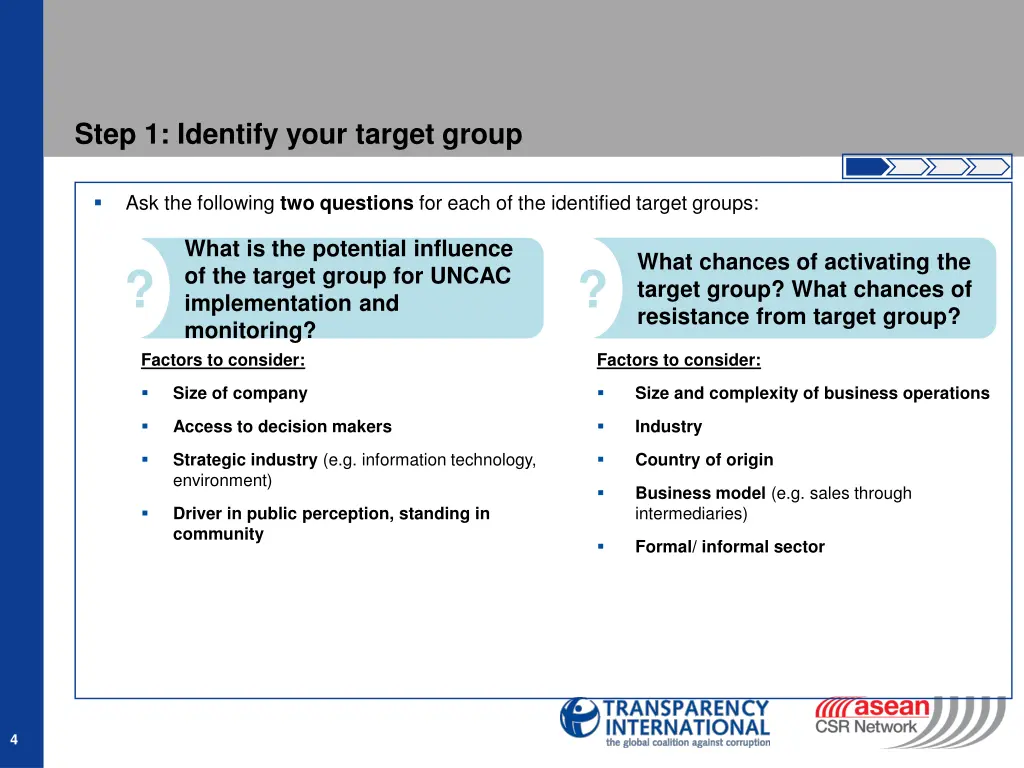 step 1 identify your target group