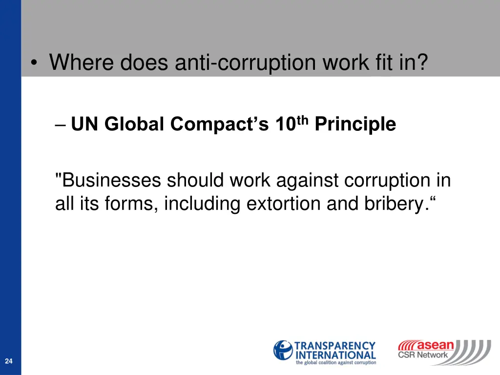 where does anti corruption work fit in