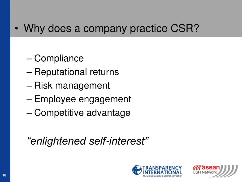 why does a company practice csr