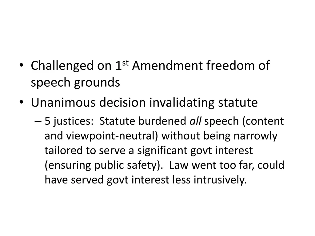 challenged on 1 st amendment freedom of speech