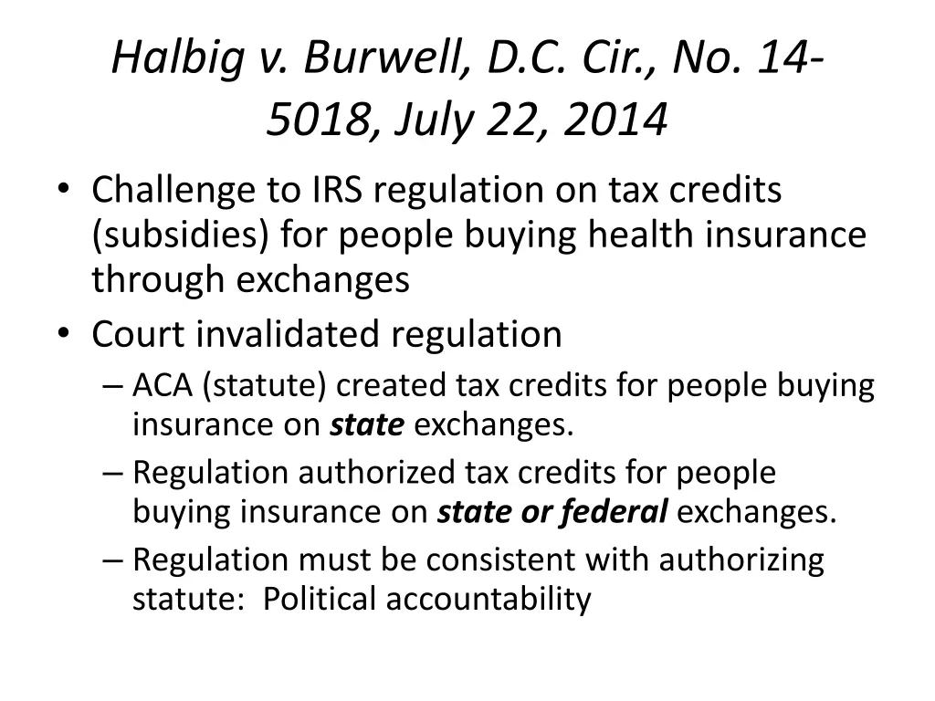 halbig v burwell d c cir no 14 5018 july 22 2014