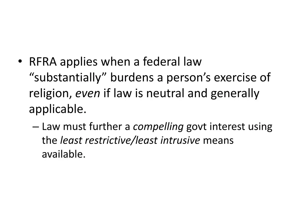 rfra applies when a federal law substantially