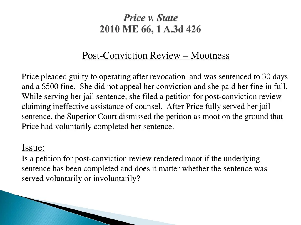 post conviction review mootness 1