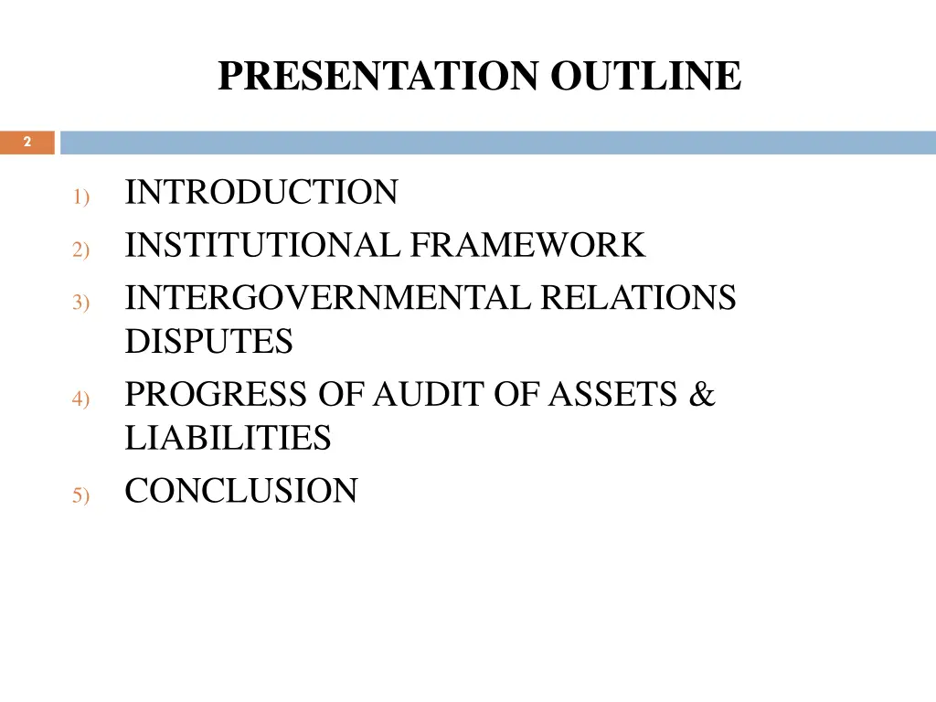 presentation outline