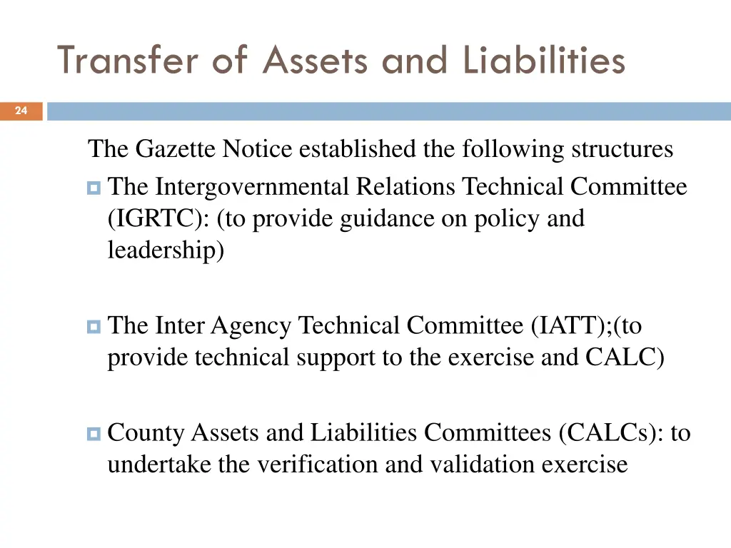 transfer of assets and liabilities