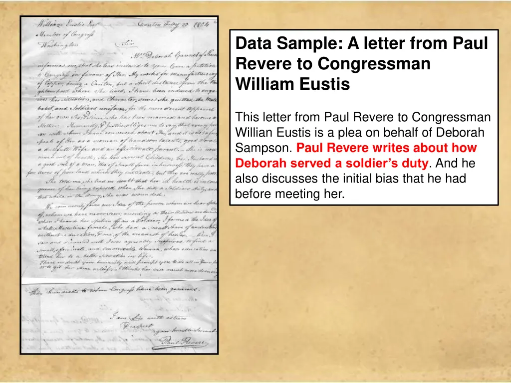 data sample a letter from paul revere