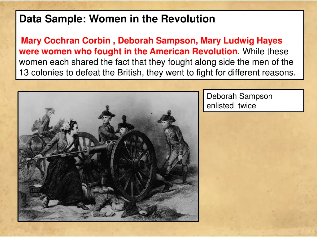 data sample women in the revolution