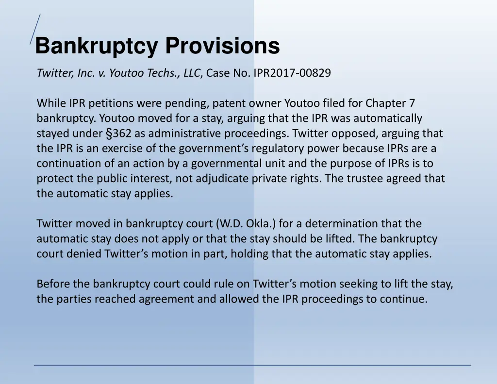 bankruptcy provisions 1