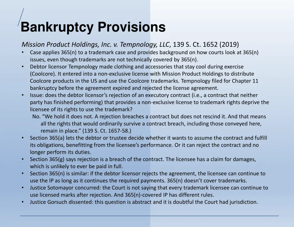 bankruptcy provisions 2