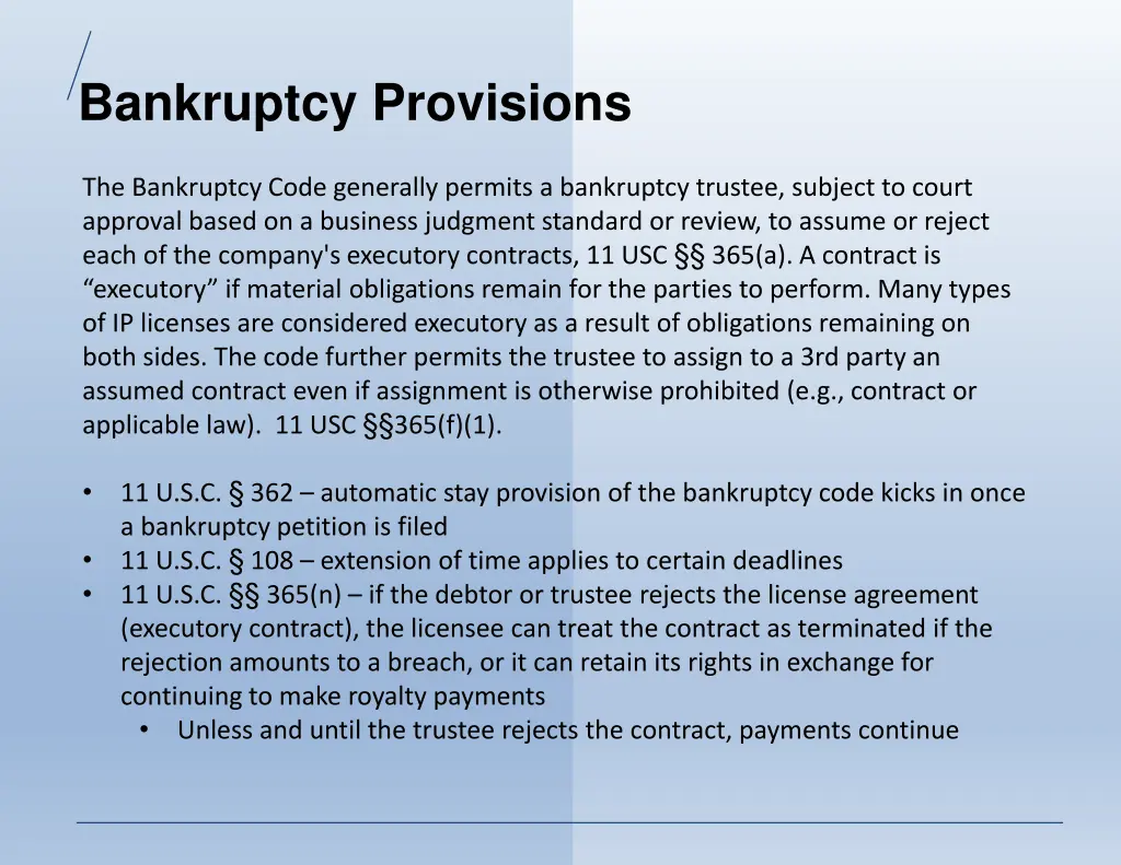 bankruptcy provisions