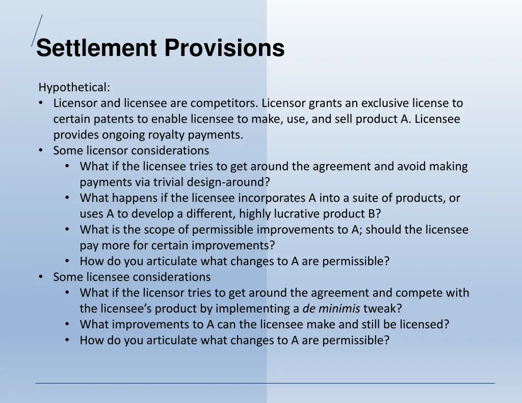 settlement provisions