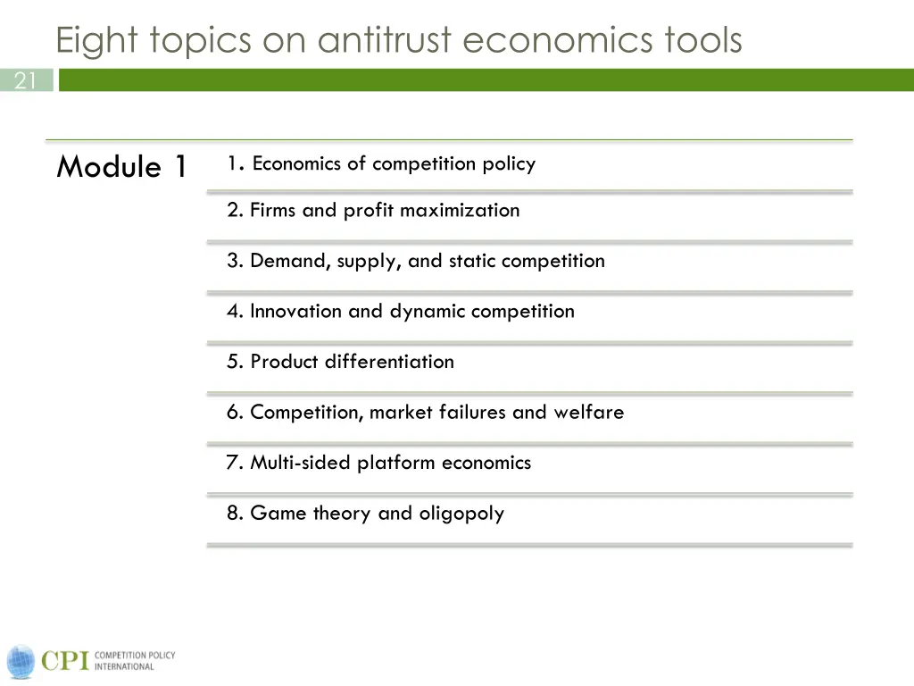 eight topics on antitrust economics tools