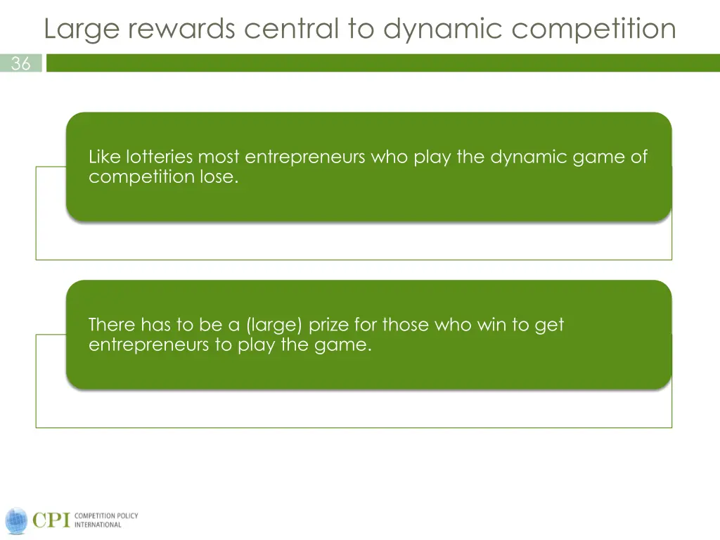 large rewards central to dynamic competition