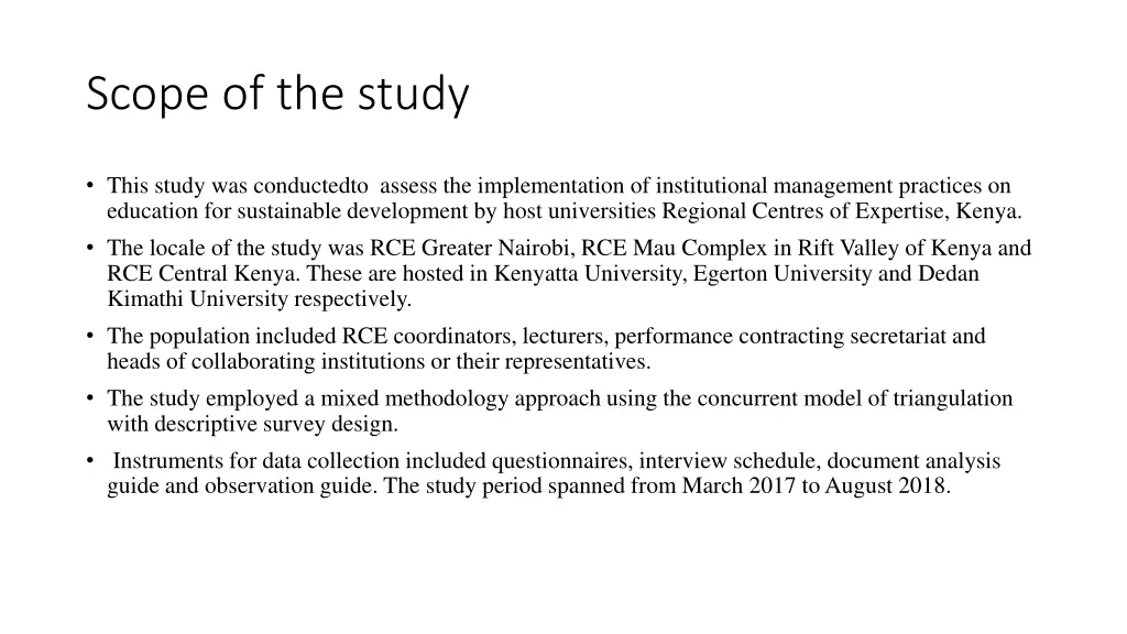 scope of the study