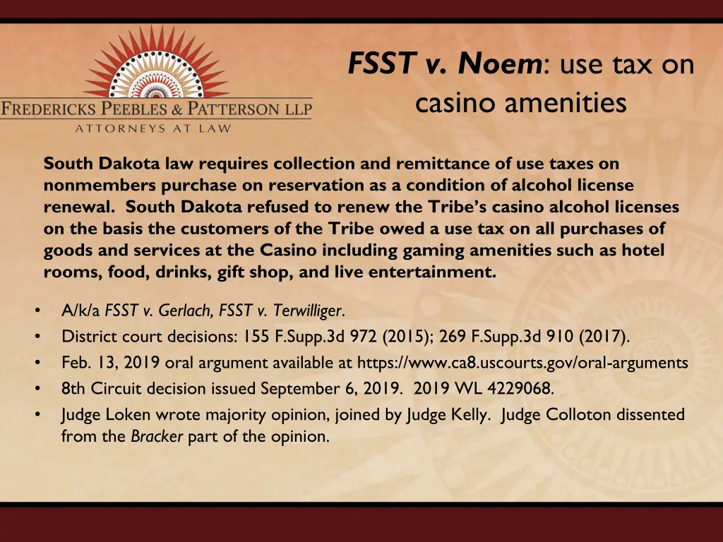 fsst v noem use tax on casino amenities