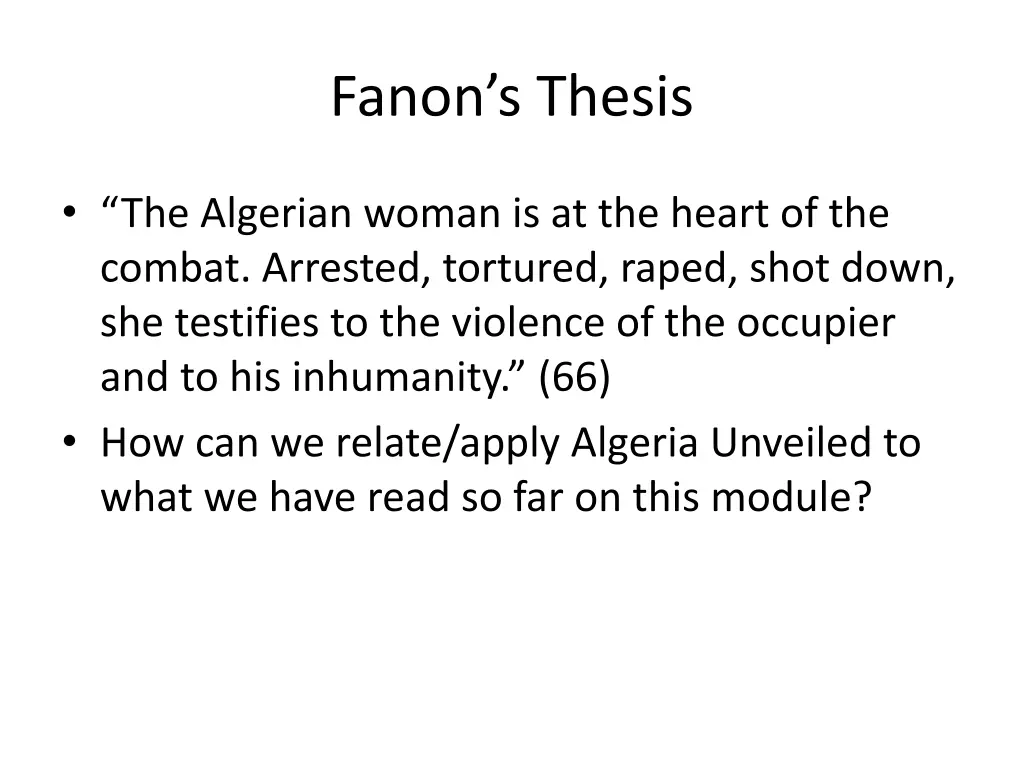 fanon s thesis