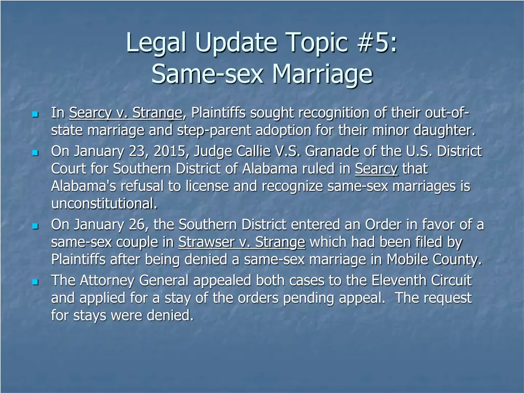 legal update topic 5 same sex marriage