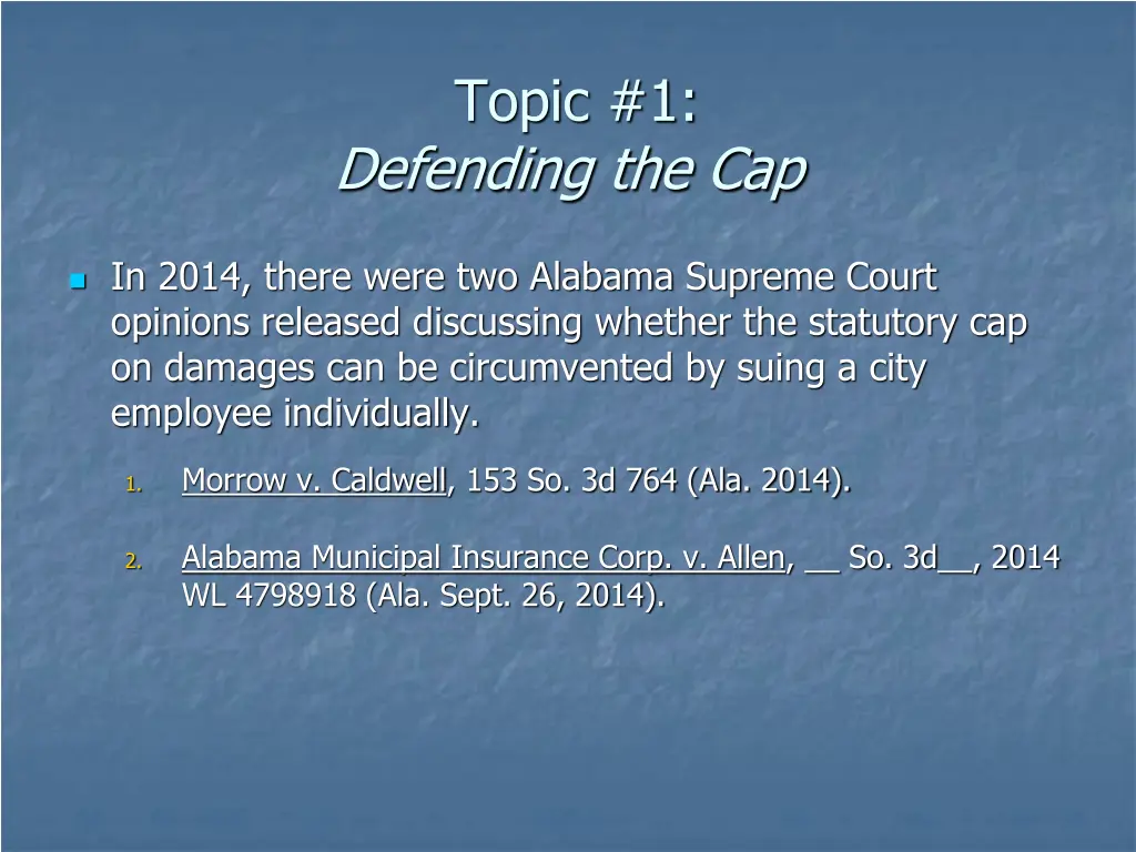 topic 1 defending the cap