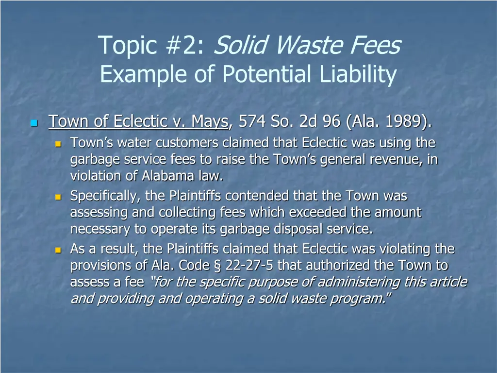 topic 2 solid waste fees example of potential