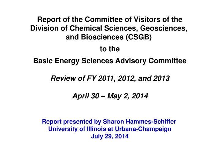 report of the committee of visitors