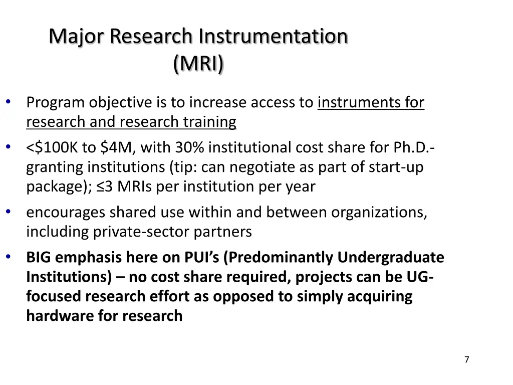 major research instrumentation mri