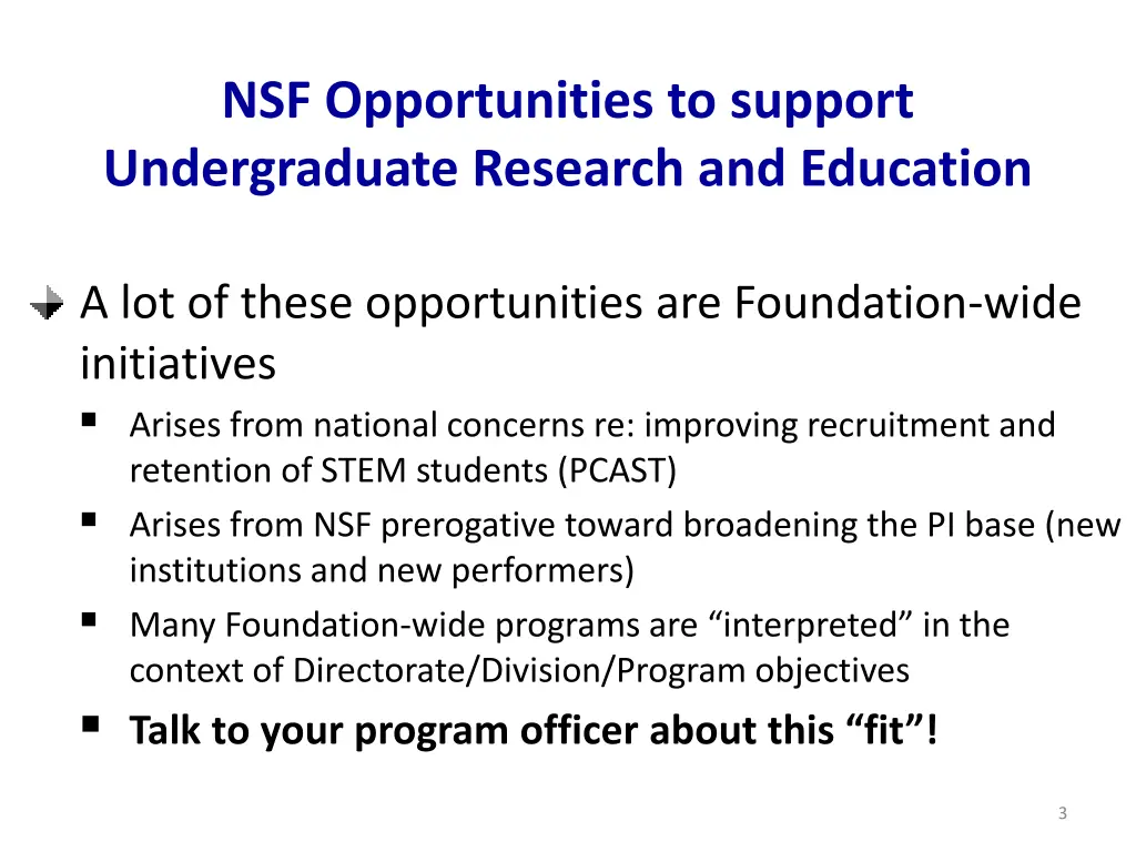 nsf opportunities to support undergraduate