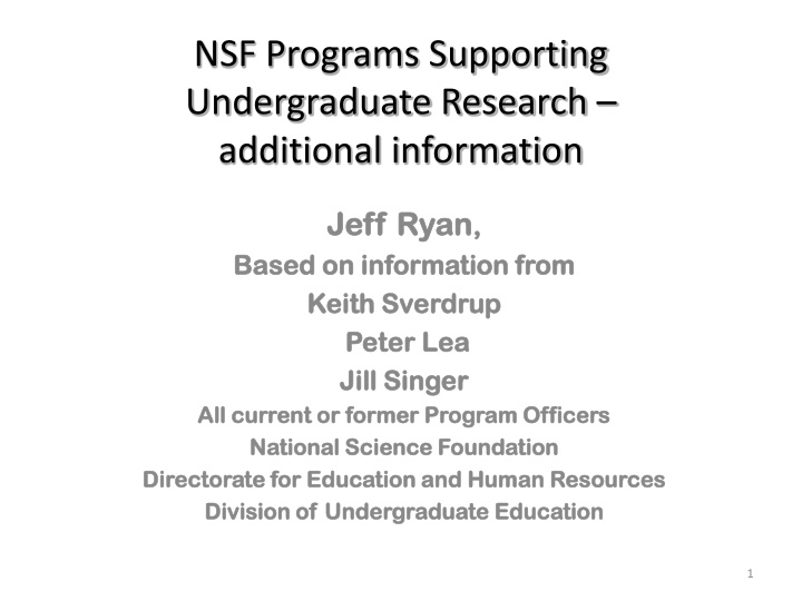 nsf programs supporting undergraduate research