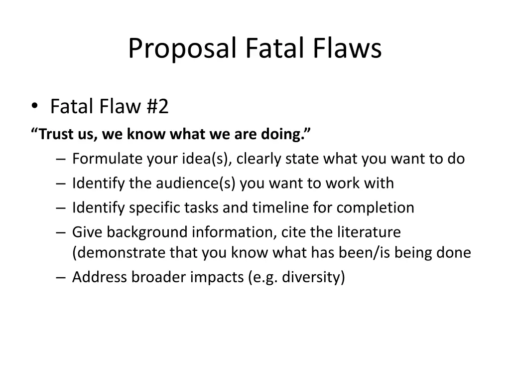 proposal fatal flaws 1