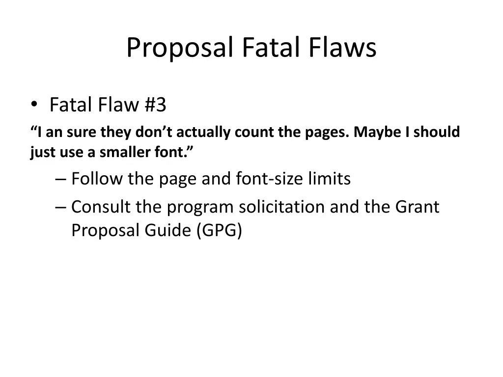 proposal fatal flaws 2