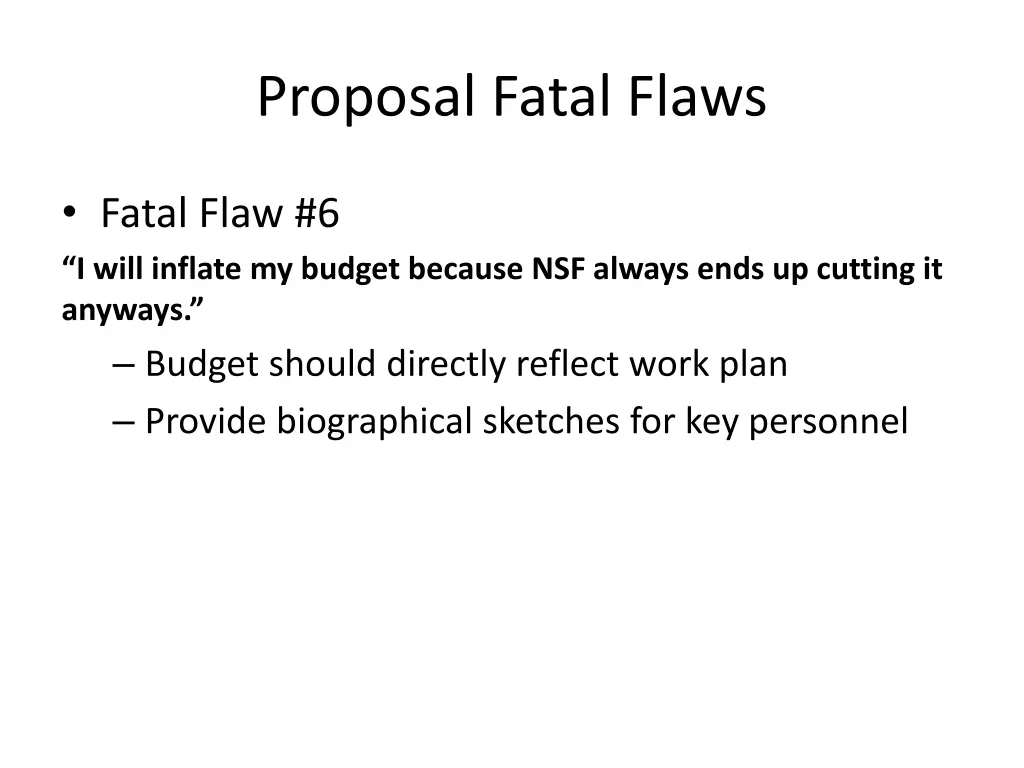 proposal fatal flaws 5