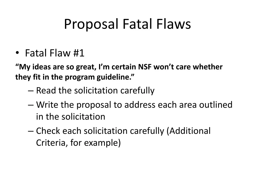 proposal fatal flaws