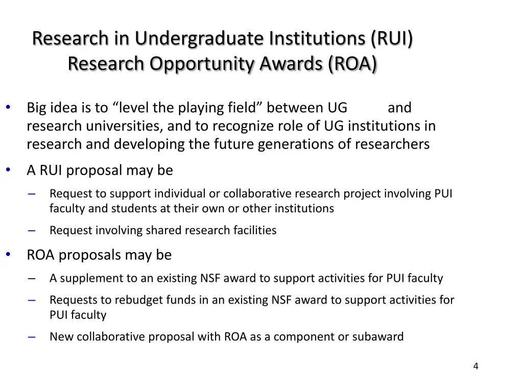 research in undergraduate institutions