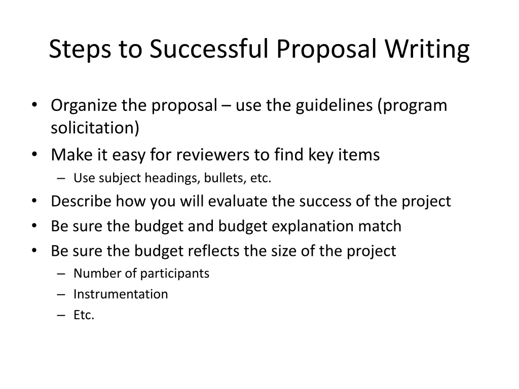 steps to successful proposal writing