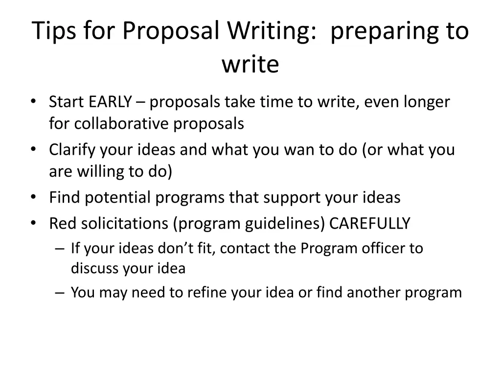 tips for proposal writing preparing to write