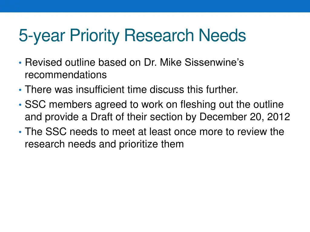 5 year priority research needs