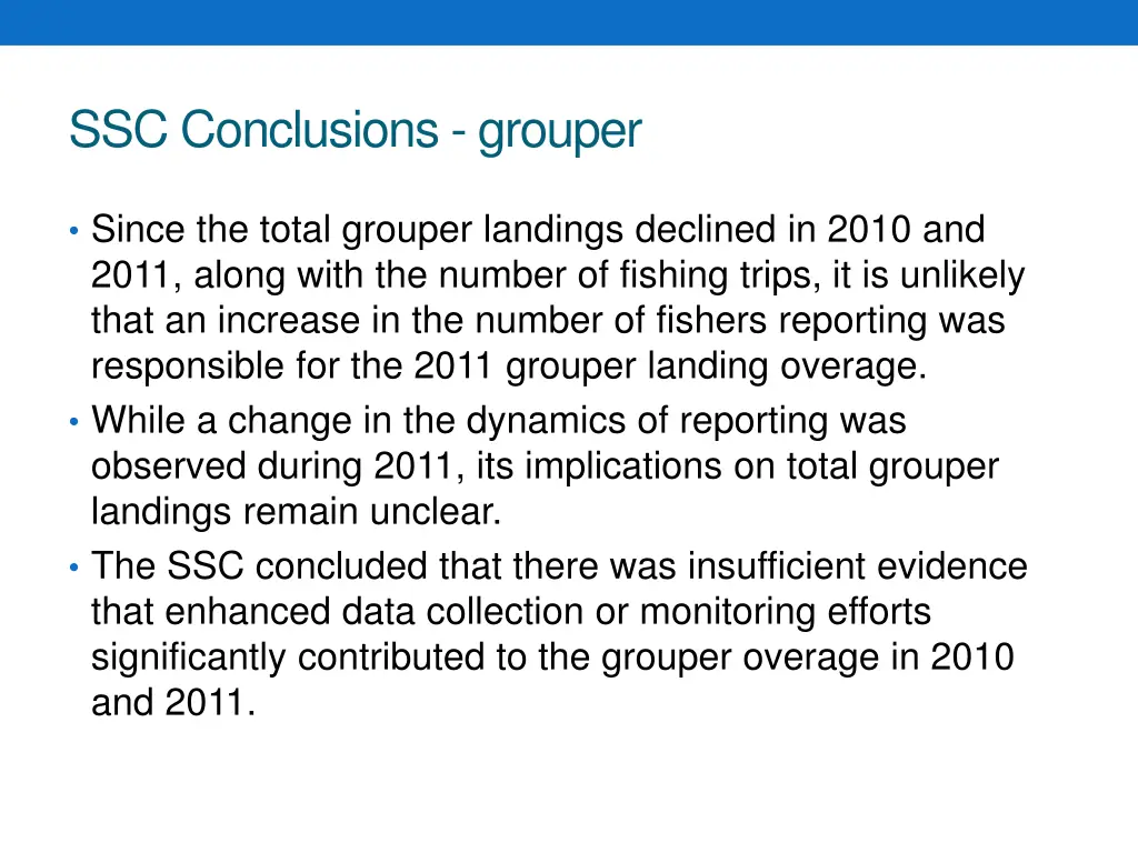 ssc conclusions grouper