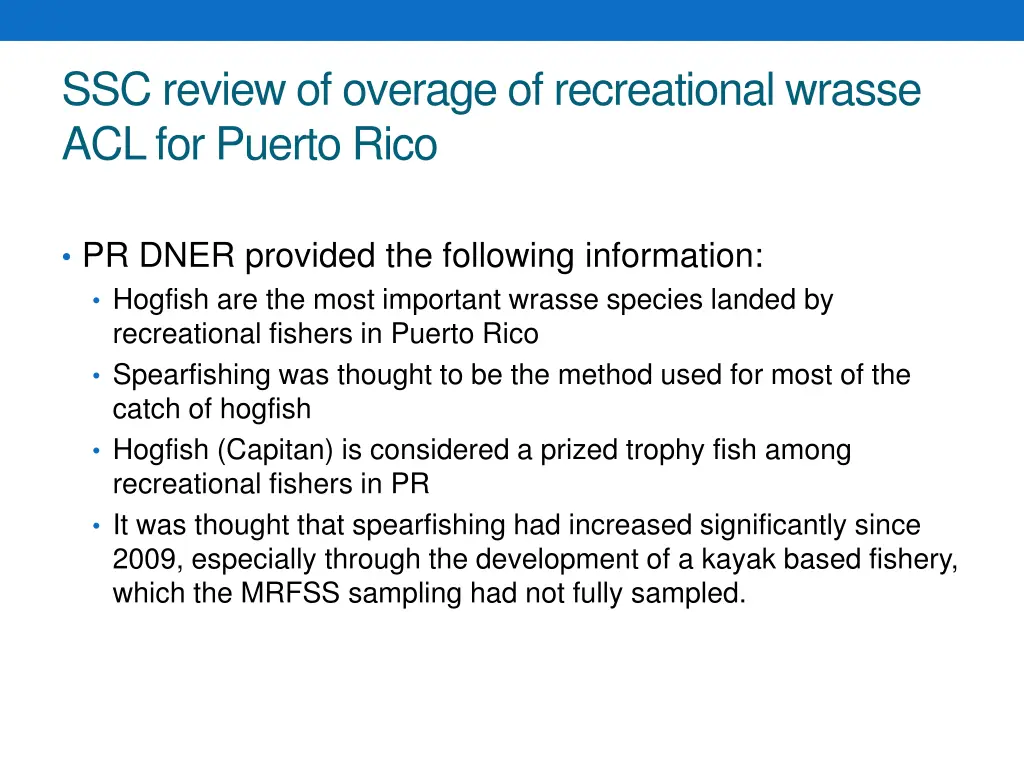 ssc review of overage of recreational wrasse